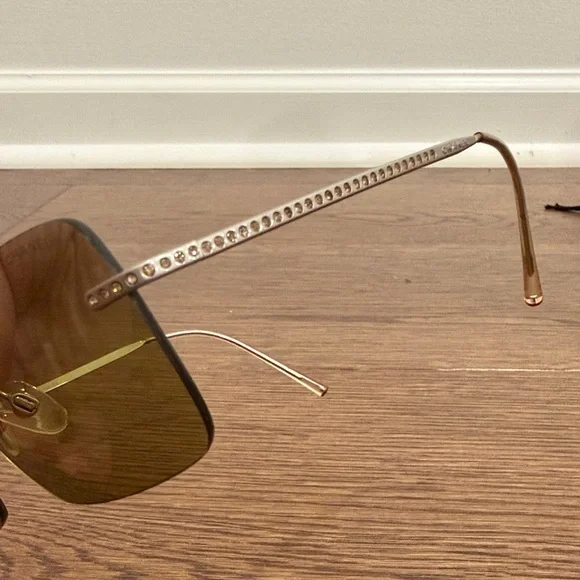 CHANEL Rimless Sunglasses Brown Lenses with Gold Trim - Picture 7 of 7